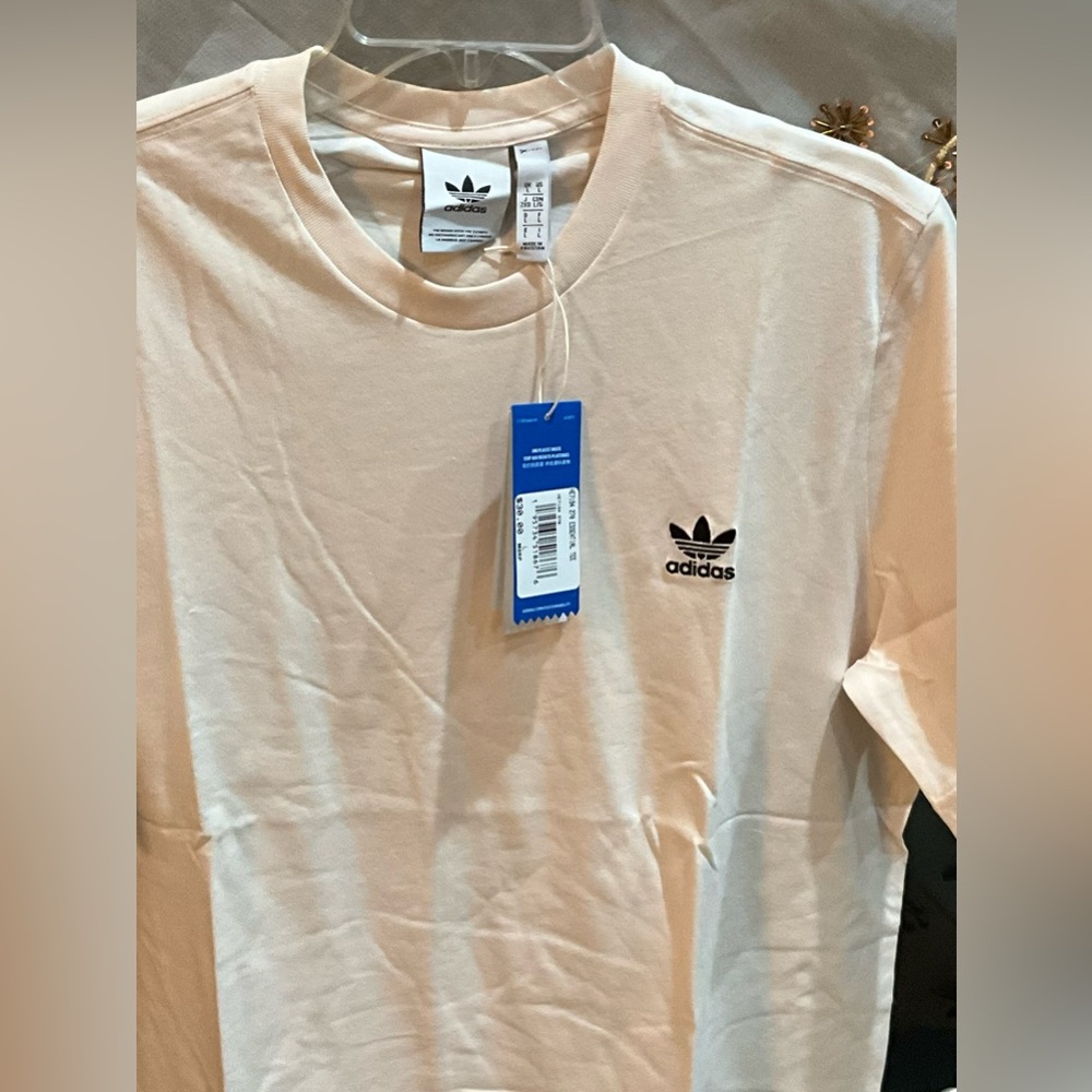 Adidas Cream Short Sleeve Tee Classic Design - Picture 2 of 5